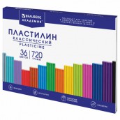 Пластилин классический BRAUBERG "АКАДЕМИЯ КЛАССИЧЕСКАЯ", 36 цветов, 720 г, СТЕК, ВЫСШЕЕ КАЧЕСТВО, 106425