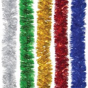 Мишура 1 штука, диаметр 70 мм, длина 2 м, ассорти 5 цветов (золотистая, серебристая, зеленая, красная, синяя), 5-180-7