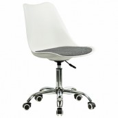 Кресло стул BRABIX "Eames MG-310 CH", хром, пластик белый, ткань серая, 532924