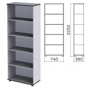 Шкаф (стеллаж) "Монолит", 740х390х2050 мм, 4 полки, цвет серый, ШМ44.11