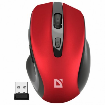 Мышь беспроводная DEFENDER Prime MB-053, USB, 5 кнопок + 1 колесо-кнопка, оптическая, красная, 52052