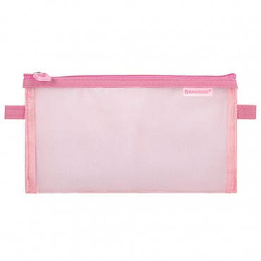 Пенал-конверт BRAUBERG, сетка, 22x10 см, розовый, 272238